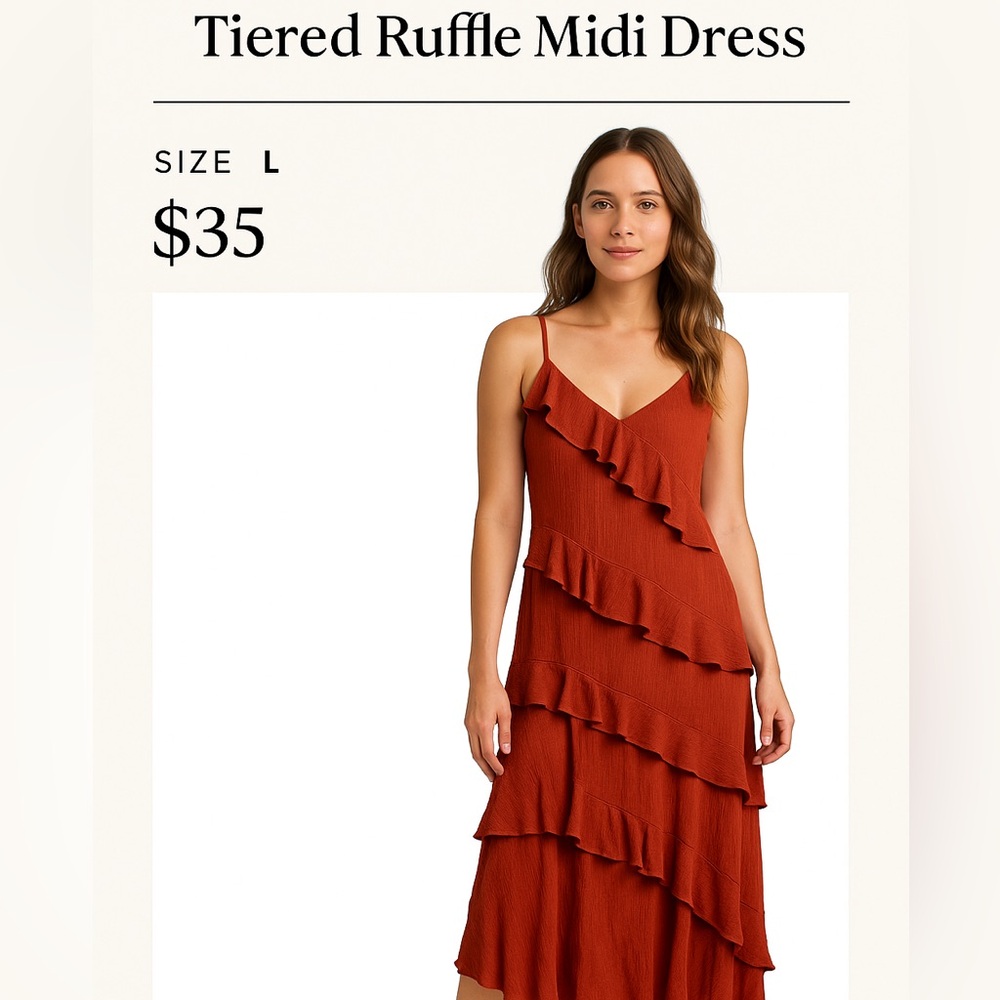 Elegant Rust Layered Dress
